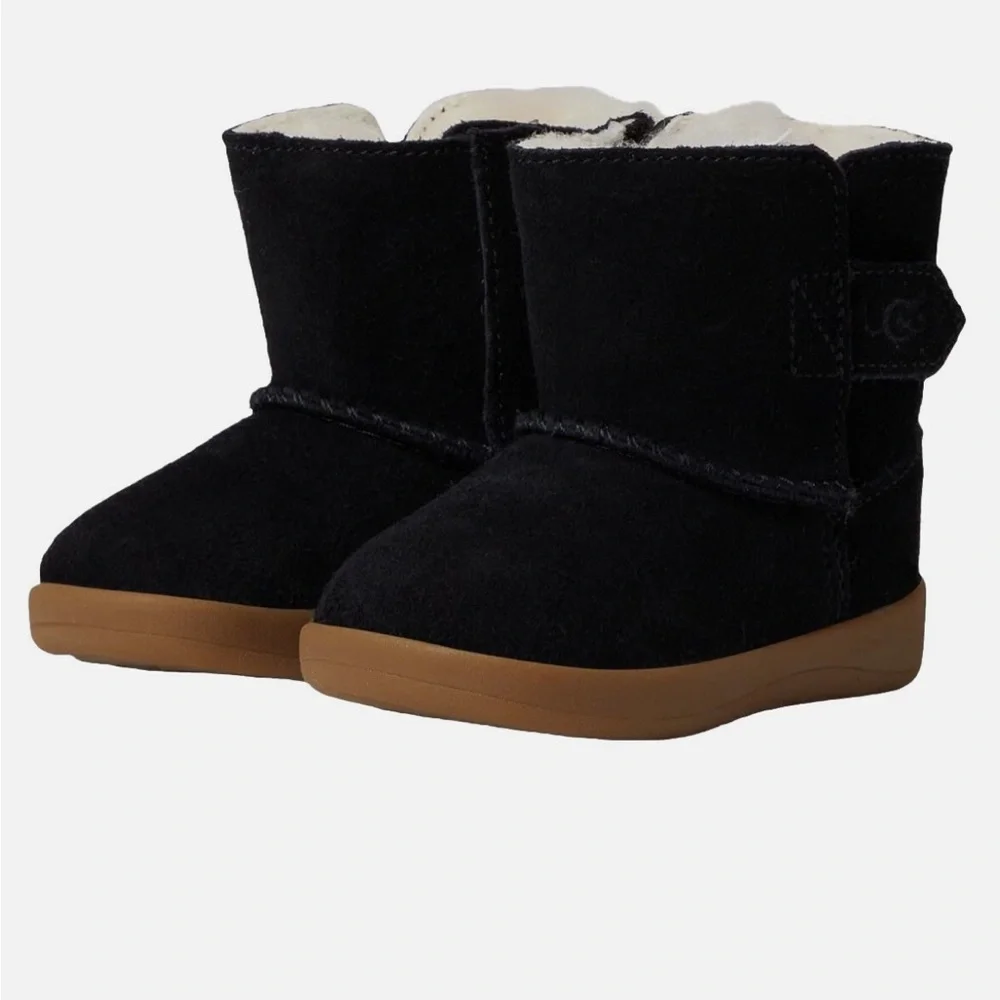 Baby Newborn UGG Keelan Black Suede Fur Crib Boots  Size 0/1  0-6 month, NWOT